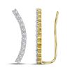 Image 1 : Round Diamond Curved Contour Climber Earrings 1 Cttw 14KT Yellow Gold