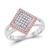 Image 1 : Round Diamond Rope Offset Square Cluster Ring 1/4 Cttw 10KT Two-tone Gold