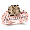 Image 1 : Round Brown Diamond Bridal Wedding Ring Band Set 1-1/2 Cttw 14KT Rose Gold
