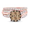 Image 2 : Round Brown Diamond Bridal Wedding Ring Band Set 1-1/2 Cttw 14KT Rose Gold