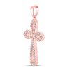 Image 2 : Round Diamond Gothic Cross Pendant 1/3 Cttw 10KT Rose Gold