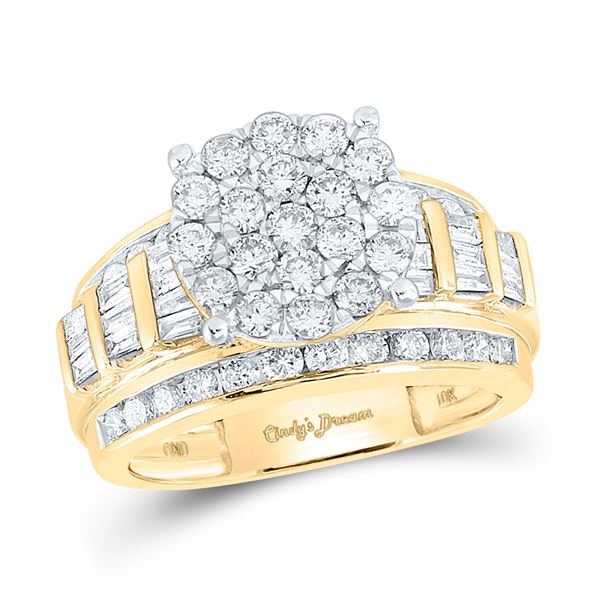 Diamond Cindys Dream Cluster Bridal Wedding Engagement Ring 2 Cttw 10KT Yellow Gold