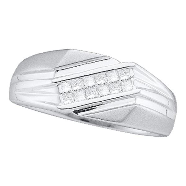 Princess Diamond Diagonal Band Ring 1/3 Cttw 14KT White Gold