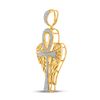 Image 2 : Round Diamond Ankh Wings Cross Charm Pendant 3/4 Cttw 10KT Yellow Gold