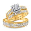 Image 1 : Diamond Square Matching Wedding Set 1/2 Cttw 10KT Yellow Gold