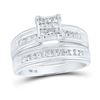 Image 2 : Cluster Matching Wedding Set 1 Cttw 14KT White Gold