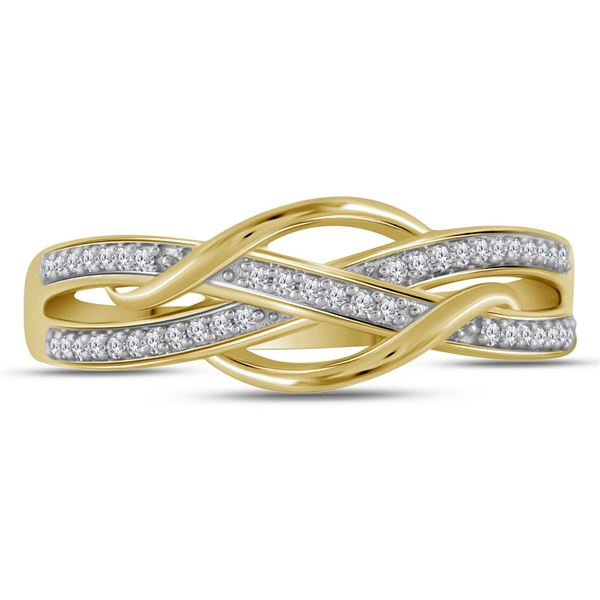 Round Diamond Woven Band Ring 1/10 Cttw 10KT Yellow Gold