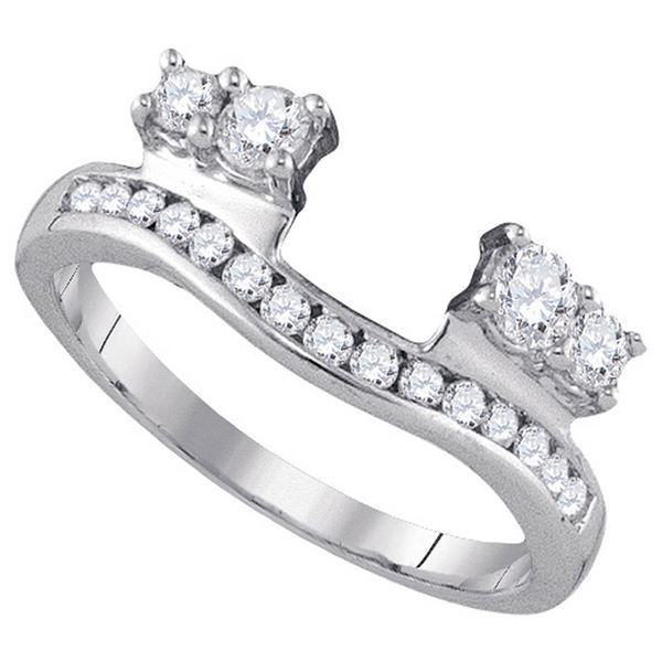 Round Diamond Ring Guard Wrap Solitaire Enhancer 1/2 Cttw 14KT White Gold