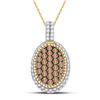 Round Brown Diamond Oval Rope Frame Cluster Pendant 1 Cttw 10KT Yellow Gold