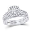 Bridal Wedding Ring Band Set 1/2 Cttw 14KT White Gold
