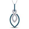 Round Blue Color Enhanced Diamond Fashion Pendant 1/4 Cttw 10KT White Gold