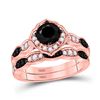 Round Black Color Enhanced Diamond Bridal Wedding Ring Band Set 2 Cttw 14KT Rose Gold