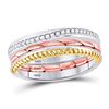 Round Diamond 3-Piece Stackable Band Ring Set 1/6 Cttw 10KT Tri-Tone Gold
