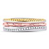 Image 2 : Round Diamond 3-Piece Stackable Band Ring Set 1/6 Cttw 10KT Tri-Tone Gold