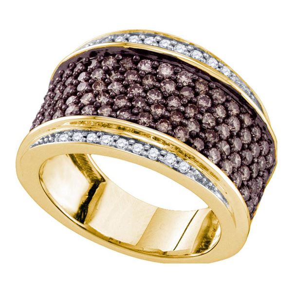 Round Brown Diamond Cocktail Ring 1-1/2 Cttw 10KT Yellow Gold