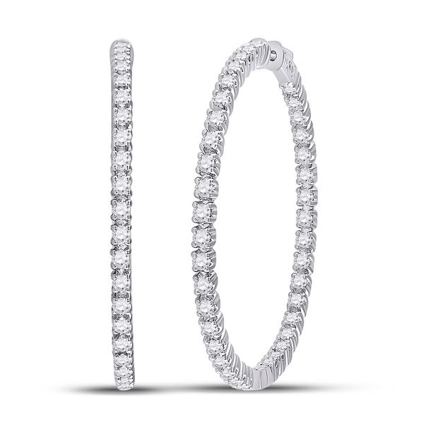 Round Diamond Hoop Earrings 5-1/4 Cttw 14KT White Gold