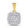 Image 1 : Round Diamond Square Frame Cluster Pendant 1/8 Cttw 10KT Yellow Gold