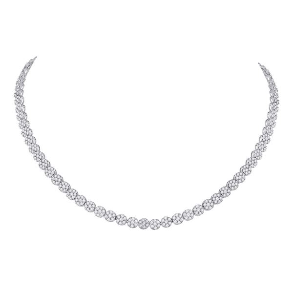 Round Diamond Cluster Necklace 11-5/8 Cttw 14KT White Gold