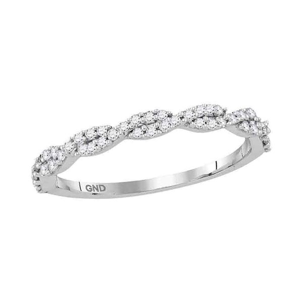 Round Diamond Twist Stackable Band Ring 1/6 Cttw 10KT White Gold
