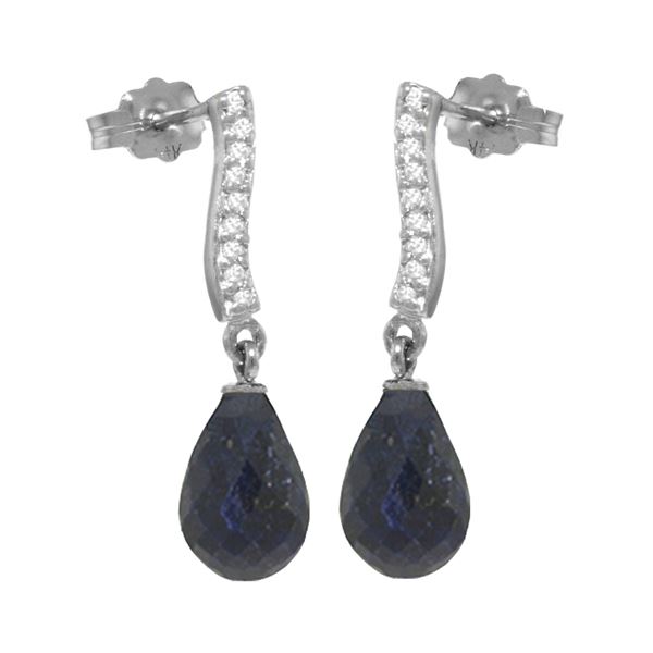 Genuine 6.88 ctw Sapphire & Diamond Earrings 14KT White Gold - REF-47P3H