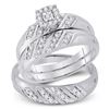 Image 1 : Diamond Cluster Matching Wedding Set 1/4 Cttw 10KT White Gold