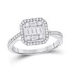 Image 1 : Baguette Diamond Square Cluster Ring 1/2 Cttw 14KT White Gold