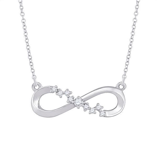 Round Diamond Infinity Necklace 1/10 Cttw 10KT White Gold
