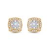 Image 2 : Round Diamond Square Cluster Earrings 3/4 Cttw 14KT Yellow Gold