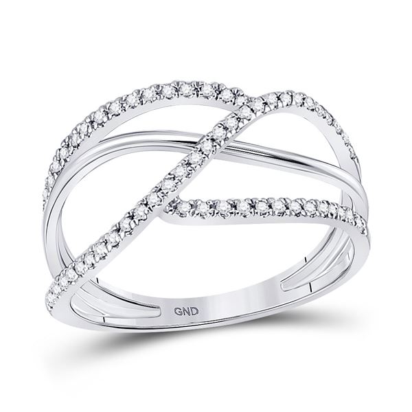 Round Diamond Open Strand Band Ring 1/5 Cttw 10KT White Gold