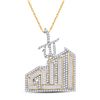 Image 1 : Baguette Diamond Allah Islam Charm Pendant 1-1/4 Cttw 10KT Yellow Gold