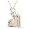 Image 2 : Baguette Diamond Allah Islam Charm Pendant 1-1/4 Cttw 10KT Yellow Gold