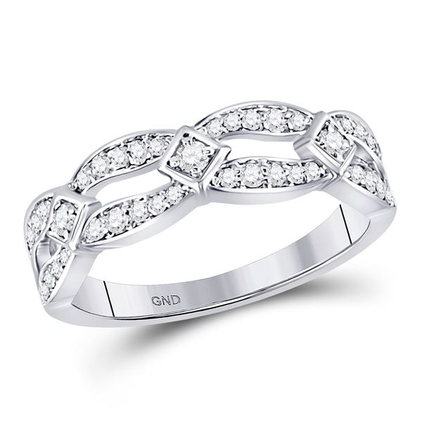 Round Diamond Fashion Band Ring 1/3 Cttw 10KT White Gold