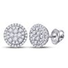 Image 1 : Round Diamond Halo Cluster Earrings 1/2 Cttw 14KT White Gold