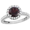 1.39 CTW Garnet & Diamond Ring 14K White Gold - REF-60W9F