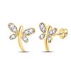 Round Diamond Dragonfly Butterfly Bug Stud Earrings 1/20 Cttw 10KT Yellow Gold