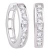Round Diamond Timeless Hoop Earrings 1 Cttw 10KT White Gold