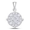 Princess Diamond Fashion Cluster Pendant 1 Cttw 14KT White Gold