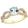 1 CTW Aquamarine & Diamond Ring 10K Yellow Gold - REF-52M2A