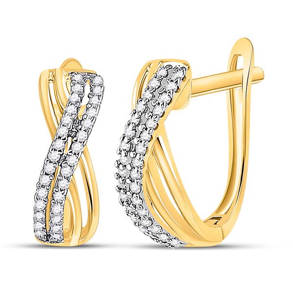 Round Diamond Hoop Earrings 1/5 Cttw 10KT Yellow Gold