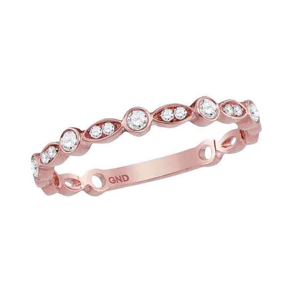 Round Diamond Vintage Inspired Stackable Band Ring 1/6 Cttw 14KT Rose Gold