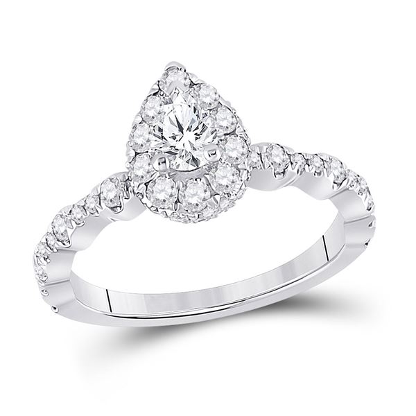 Halo Bridal Wedding Engagement Ring 1 Cttw 14KT White Gold