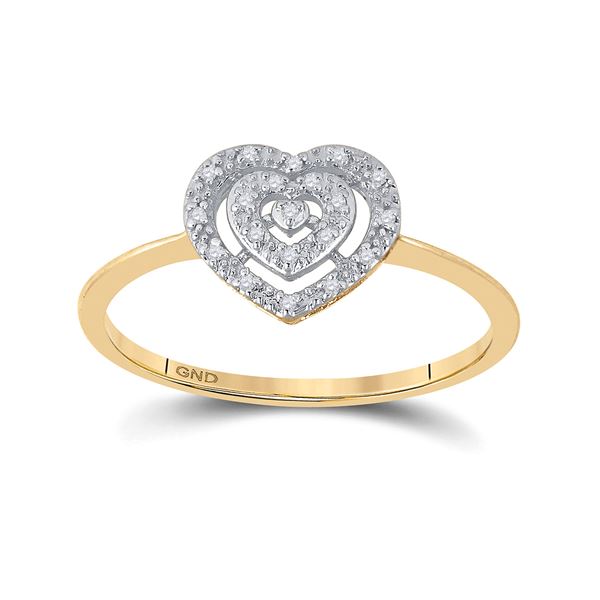 Round Diamond Slender Heart Cluster Ring 1/20 Cttw 10KT Yellow Gold