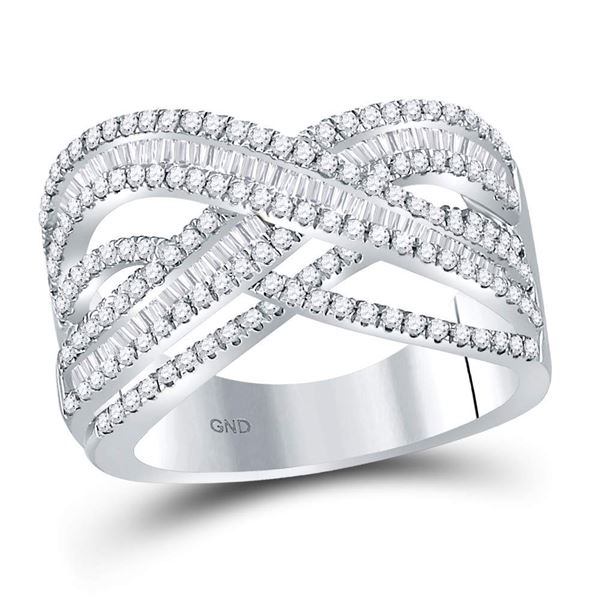 Round Diamond Crossover Band Ring 1-5/8 Cttw 10KT White Gold