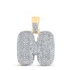 Image 1 : Round Diamond Bubble H Letter Charm Pendant 7/8 Cttw 10KT Yellow Gold