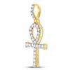 Image 2 : Round Diamond Ankh Cross Charm Pendant 1/2 Cttw 10KT Yellow Gold