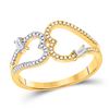 Image 1 : Baguette Diamond Double Heart Ring 1/5 Cttw 14KT Yellow Gold