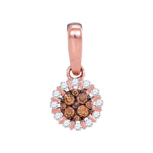 Round Brown Diamond Cluster Pendant 1/4 Cttw 14KT Rose Gold