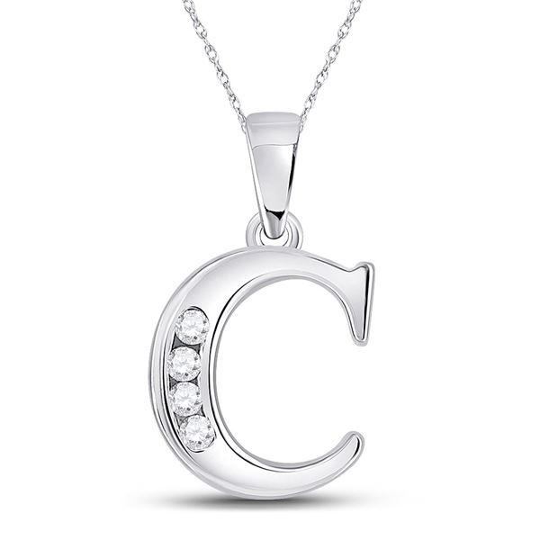 Round Diamond C Letter Pendant 1/20 Cttw 10KT White Gold