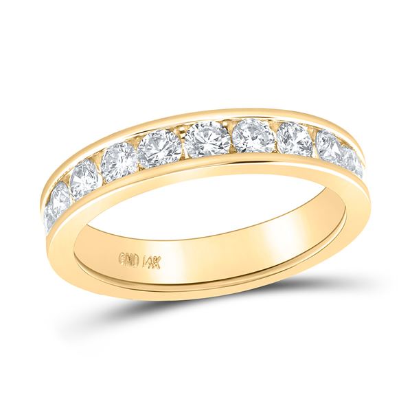 Round Diamond Wedding Single Row Band 1 Cttw 14KT Yellow Gold
