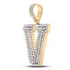 Image 2 : Round Diamond Letter V Charm Pendant 1-3/4 Cttw 10KT Yellow Gold